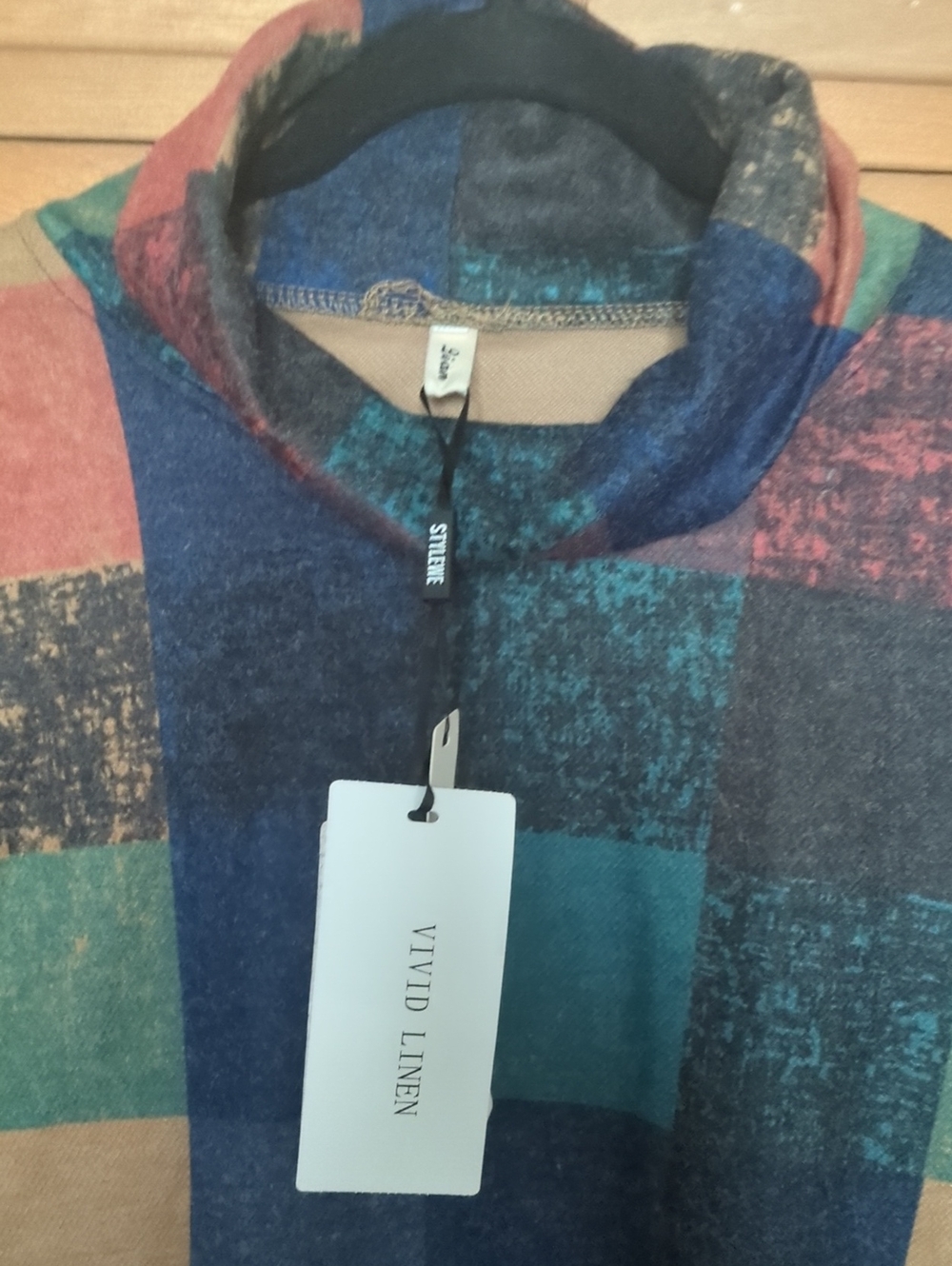 Vivid Linen Multicolor Patchwork Tunic Dress NWT - Picture 6 of 9